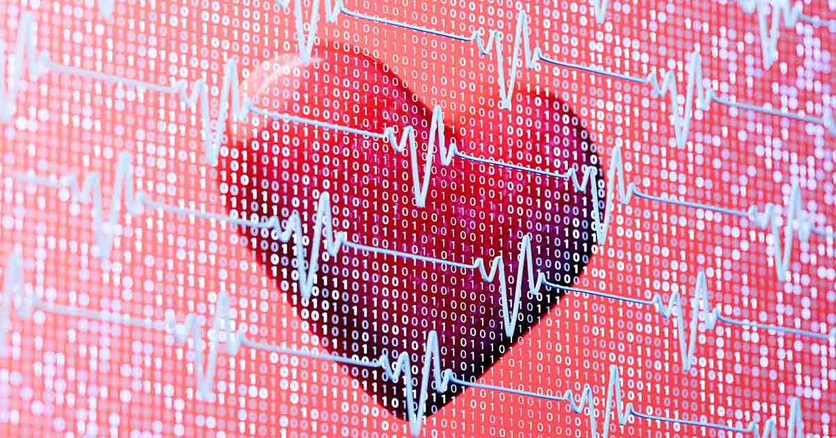 Digital Heartbeat Wall with Reflective Red Heart