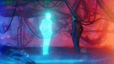 Digital person standing next to a physical person Digital person standing next to a physical person