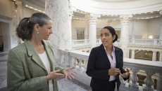 Two legislators talking in the U.S. Capitol Two legislators talking in the U.S. Capitol