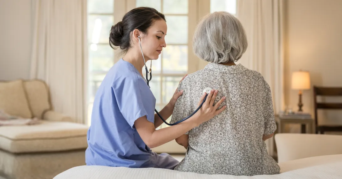 
  Healthcare provider examining a patient 

