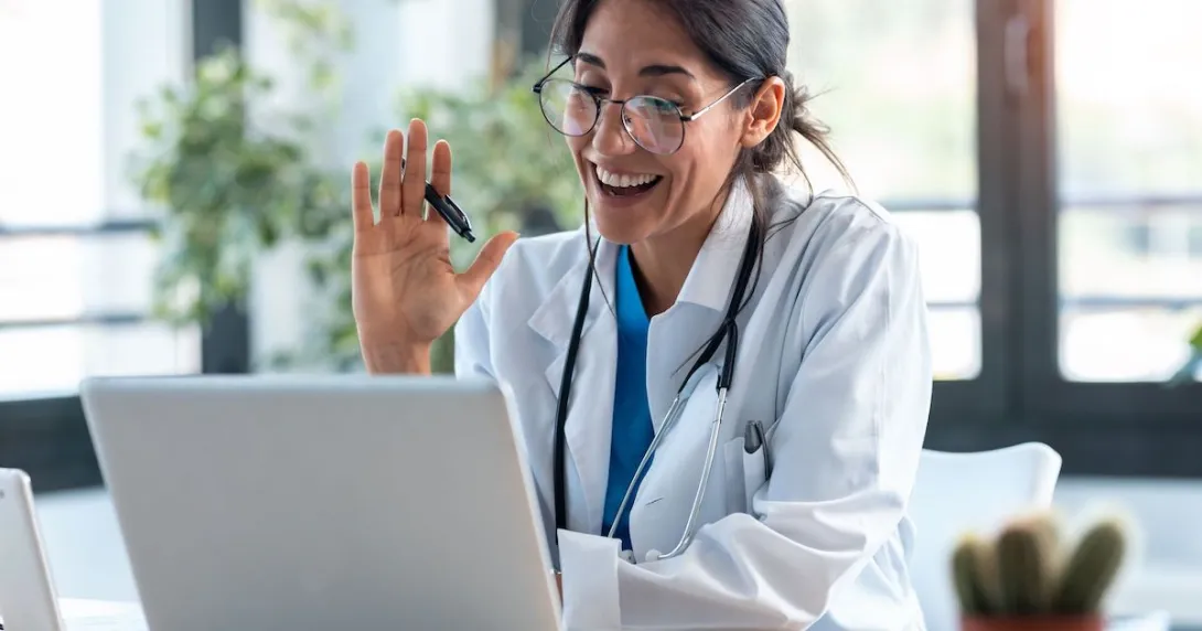 Healthcare provider on a computer
Healthcare provider on a computer